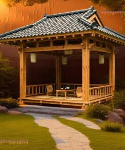 Chòi Trà Thất Nhật T47 - Sàn Tatami Bàn Trà Thấp, Gỗ Thông