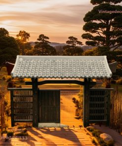 Cổng Gỗ Nhật Bản C13 - Gỗ Đốt Đen Hai Cánh, Gỗ Thông