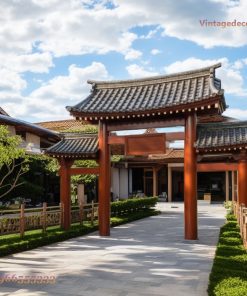 Cổng Gỗ Nhật Bản C31 - Tam Quan Đầu Đao Trụ Đỏ, Gỗ Thông