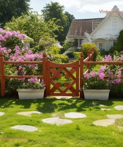 Cổng Gỗ Sân Vườn C25 - Hoa Văn Chéo Kim Cương, Gỗ Thông
