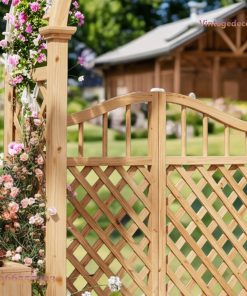 Cổng Gỗ Sân Vườn C3 - Vòm Trellis Mắt Cáo Hoa Leo, Gỗ Thông