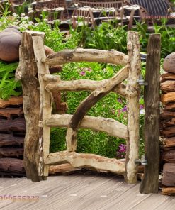 Cổng Gỗ Sân Vườn C42 - Cành Gỗ Tự Nhiên Kiểu Rustic, Gỗ Thông