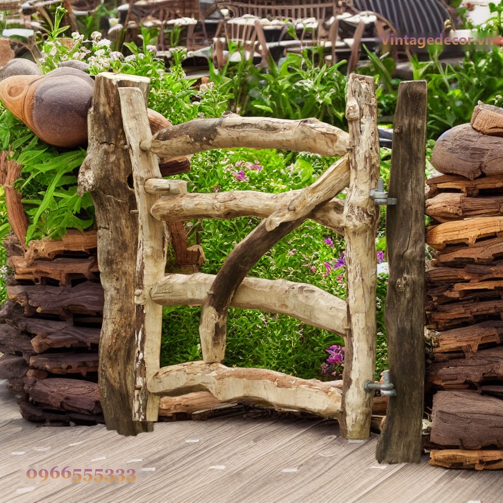 Cổng Gỗ Sân Vườn C42 - Cành Gỗ Tự Nhiên Kiểu Rustic, Gỗ Thông Cổng Gỗ Sân Vườn C42 - Cành Gỗ Tự Nhiên Kiểu Rustic, Gỗ Thông