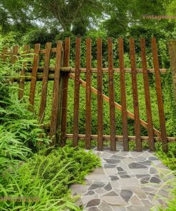 Cổng Gỗ Sân Vườn C43 - Nan Đứng Đầu Vát Khung Giằng, Gỗ Thông