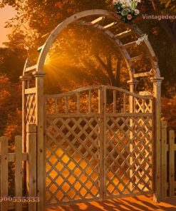 Cổng Gỗ Sân Vườn C7 - Vòm Trellis Cánh Mắt Cáo, Gỗ Thông