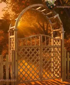 Cổng Gỗ Sân Vườn C7 - Vòm Trellis Cánh Mắt Cáo, Gỗ Thông