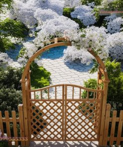Cổng Gỗ Sân Vườn C7 - Vòm Trellis Cánh Mắt Cáo, Gỗ Thông