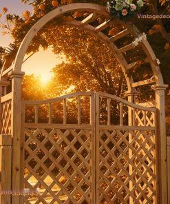 Cổng Gỗ Sân Vườn C7 - Vòm Trellis Cánh Mắt Cáo, Gỗ Thông