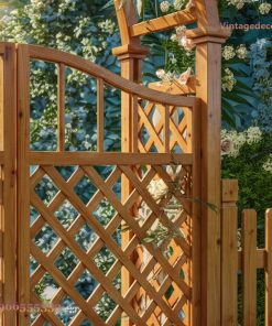 Cổng Gỗ Sân Vườn C7 - Vòm Trellis Cánh Mắt Cáo, Gỗ Thông
