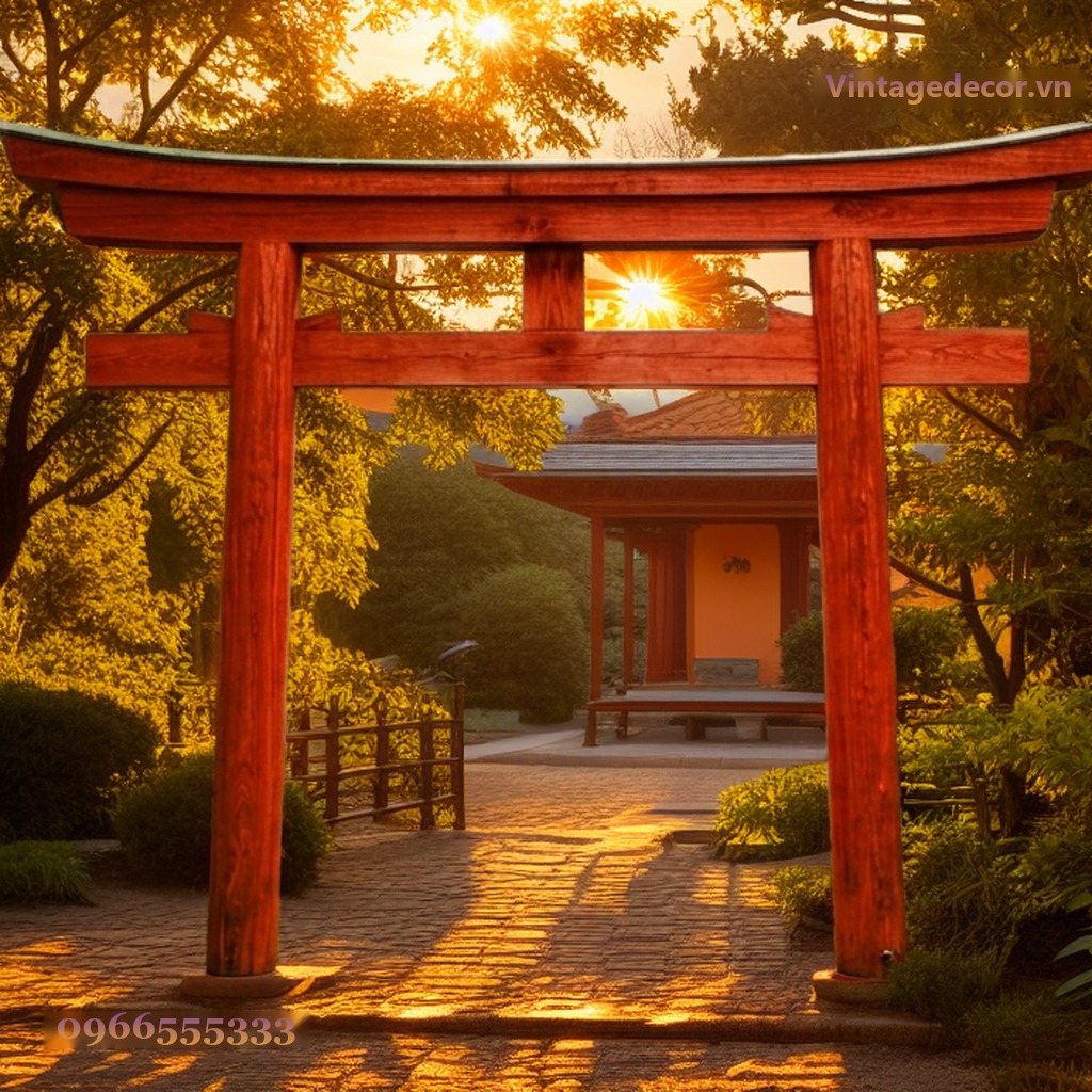 Cổng Torii Nhật Bản C11 - Trụ Sơn Đỏ Sân Vườn, Gỗ Thông Cổng Torii Nhật Bản C11 - Trụ Sơn Đỏ Sân Vườn, Gỗ Thông