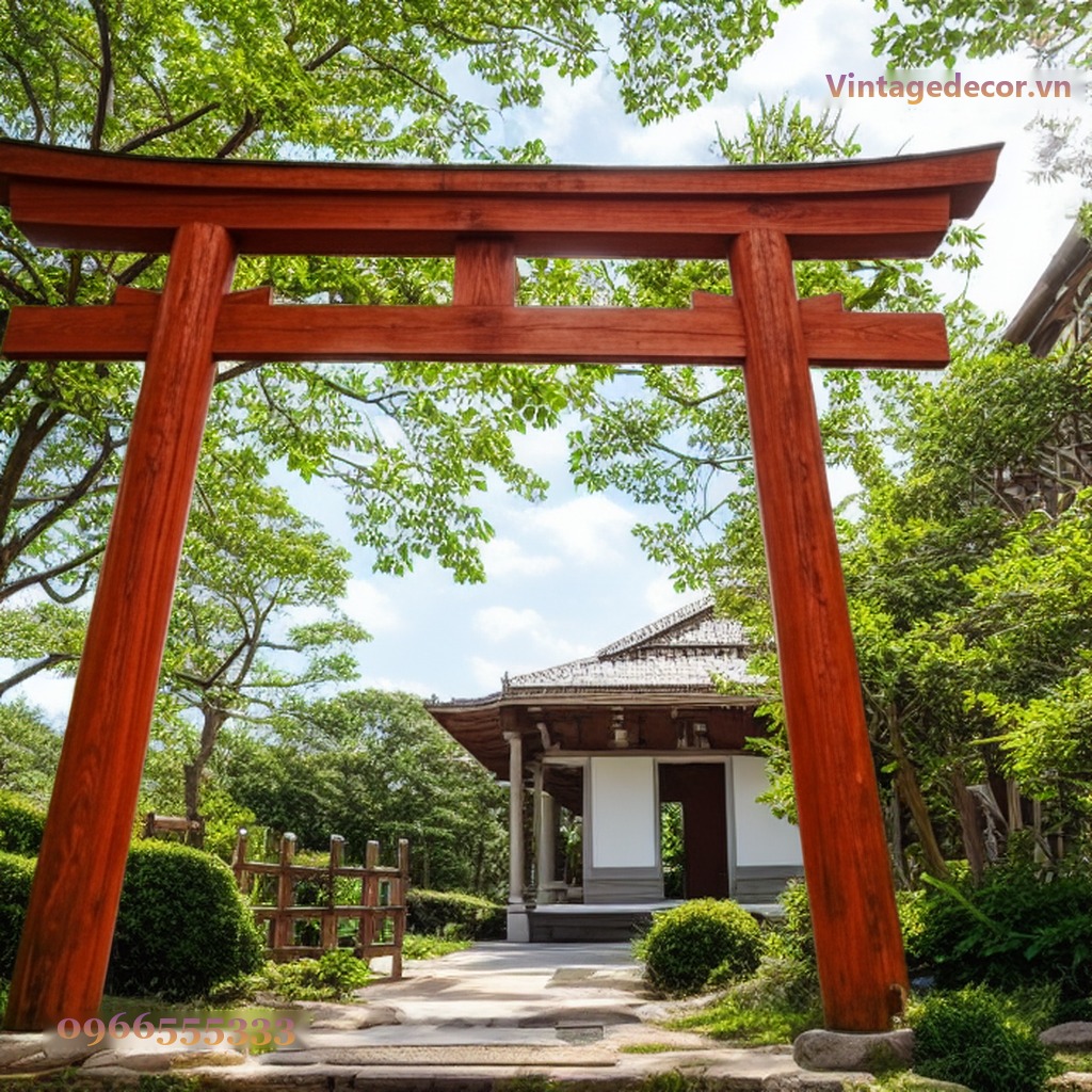 Cổng Torii Nhật Bản C11 - Trụ Sơn Đỏ Sân Vườn, Gỗ Thông Cổng Torii Nhật Bản C11 - Trụ Sơn Đỏ Sân Vườn, Gỗ Thông