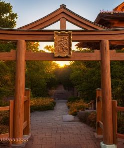 Cổng Torii Nhật Bản C12 - Phù Điêu Chạm Mạ Vàng, Gỗ Thông