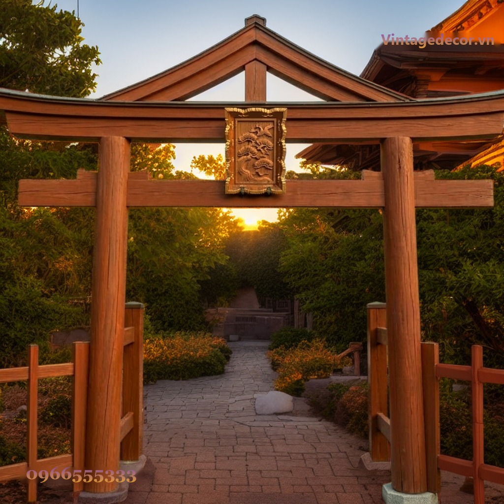 Cổng Torii Nhật Bản C12 - Phù Điêu Chạm Mạ Vàng, Gỗ Thông Cổng Torii Nhật Bản C12 - Phù Điêu Chạm Mạ Vàng, Gỗ Thông