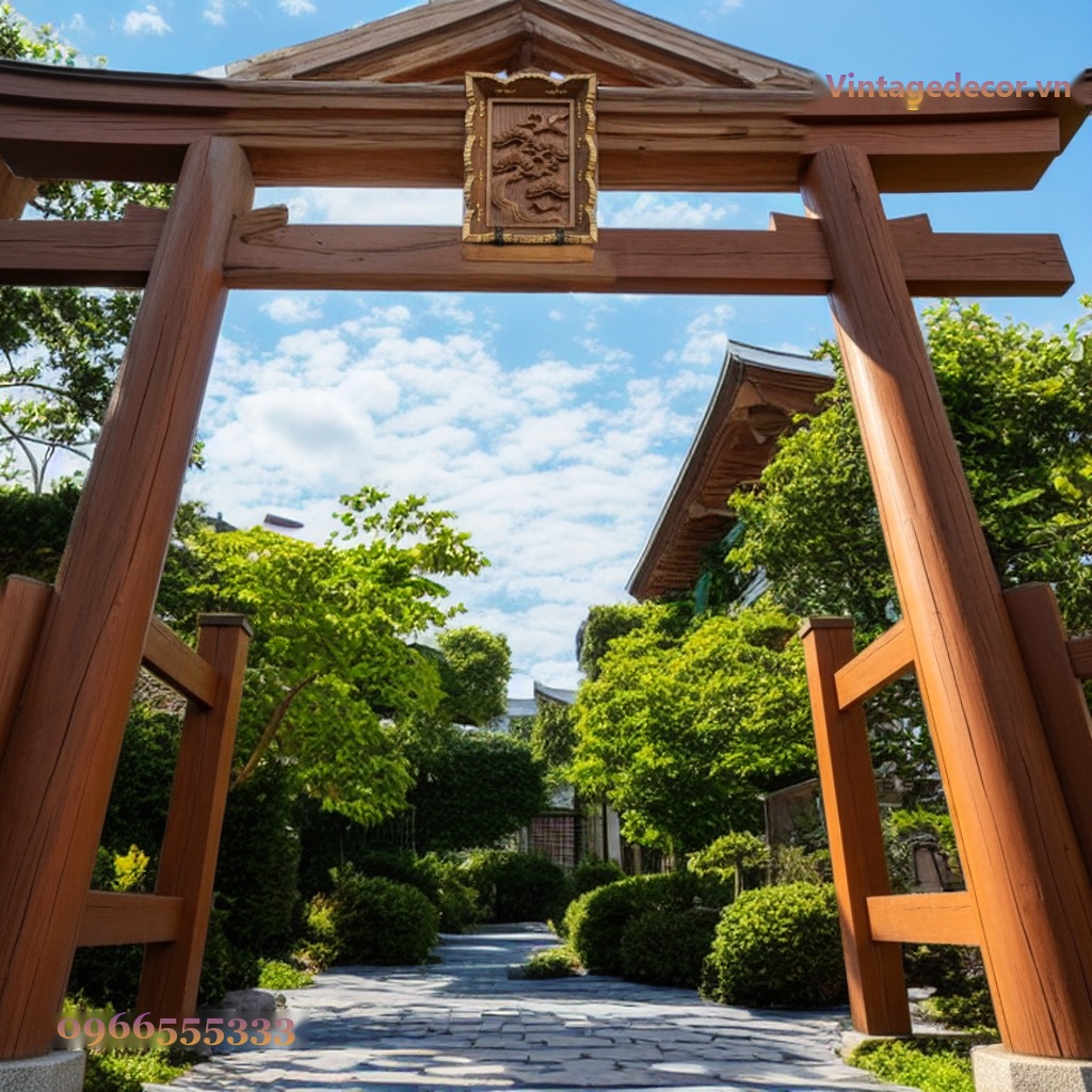Cổng Torii Nhật Bản C12 - Phù Điêu Chạm Mạ Vàng, Gỗ Thông Cổng Torii Nhật Bản C12 - Phù Điêu Chạm Mạ Vàng, Gỗ Thông