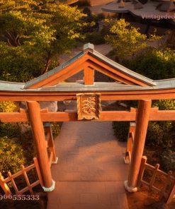 Cổng Torii Nhật Bản C12 - Phù Điêu Chạm Mạ Vàng, Gỗ Thông
