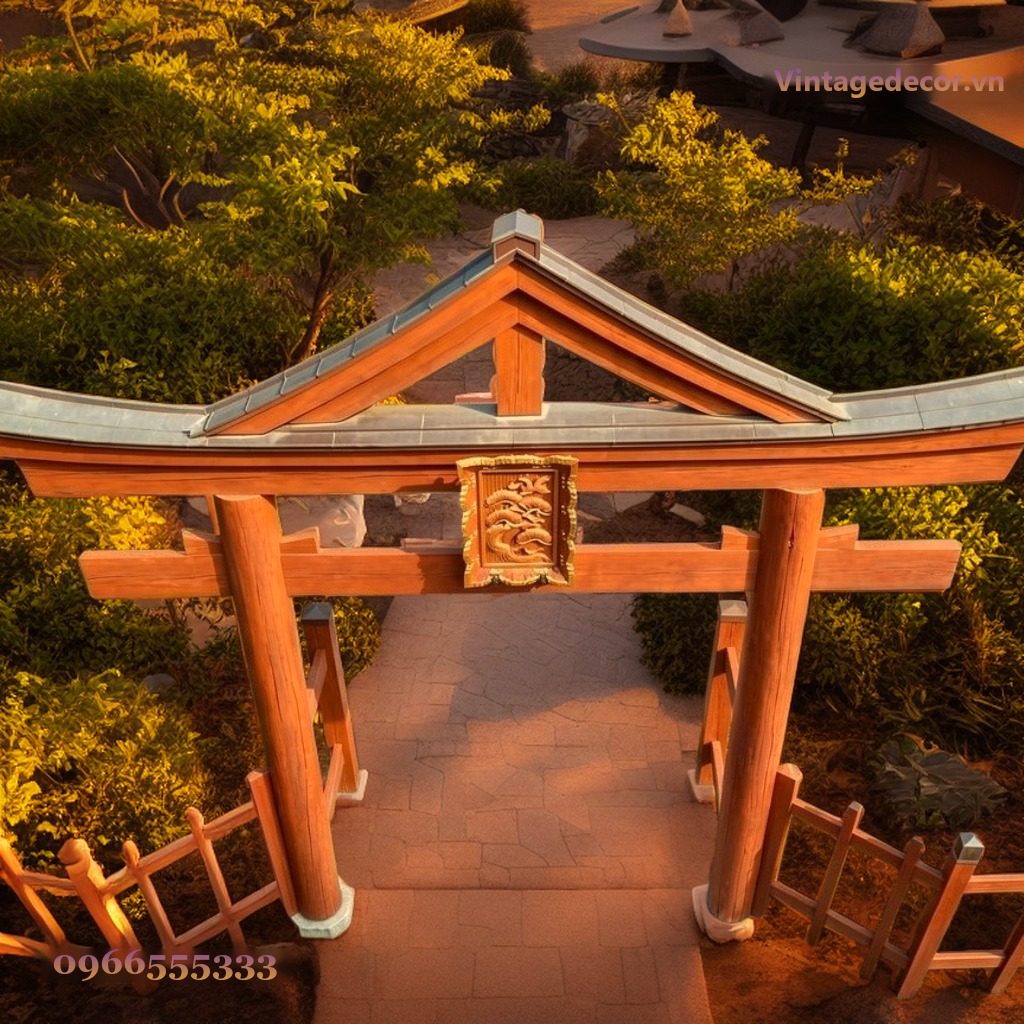 Cổng Torii Nhật Bản C12 - Phù Điêu Chạm Mạ Vàng, Gỗ Thông Cổng Torii Nhật Bản C12 - Phù Điêu Chạm Mạ Vàng, Gỗ Thông