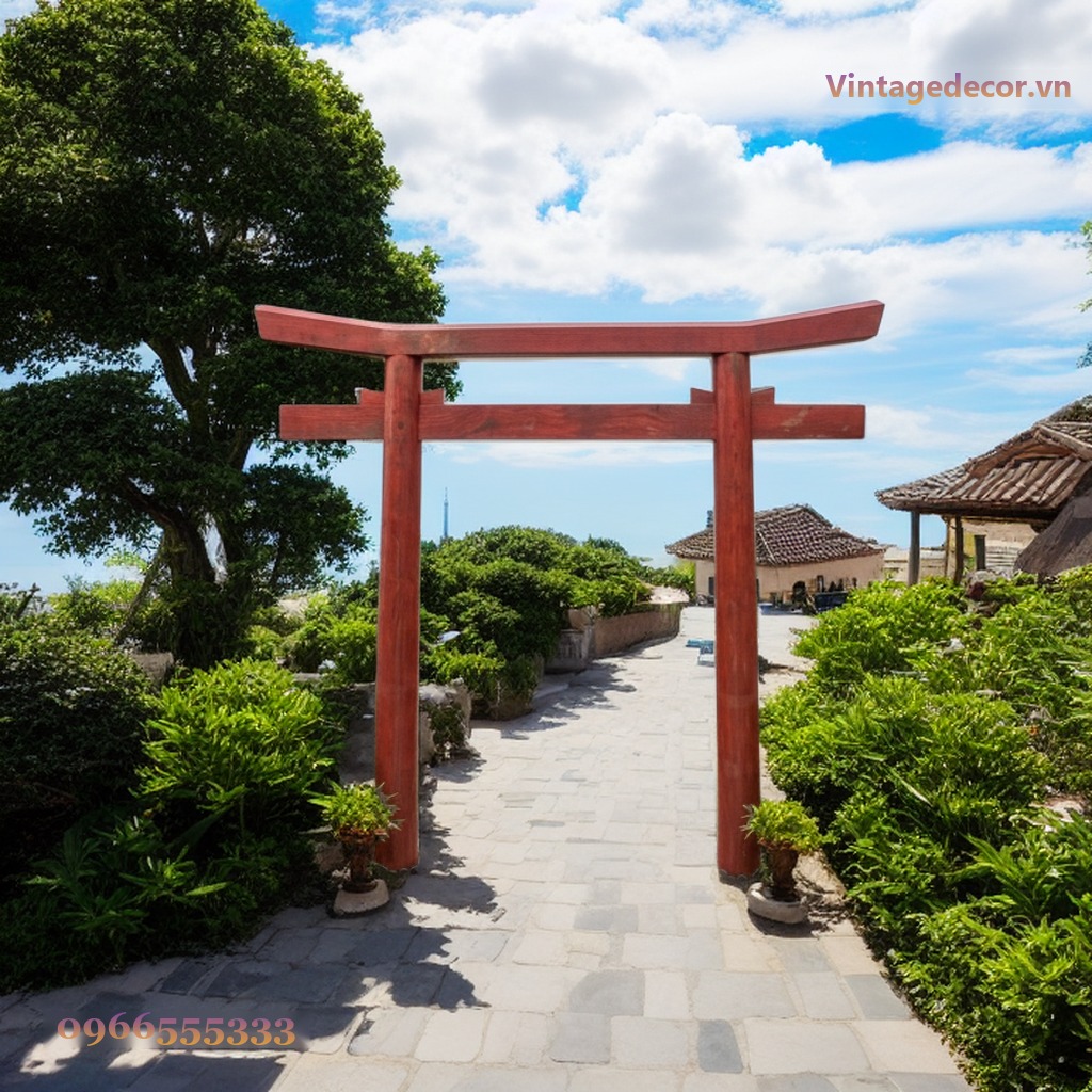 Cổng Torii Nhật Bản C14 - Trụ Đỏ Lối Vào View Biển, Gỗ Thông Cổng Torii Nhật Bản C14 - Trụ Đỏ Lối Vào View Biển, Gỗ Thông