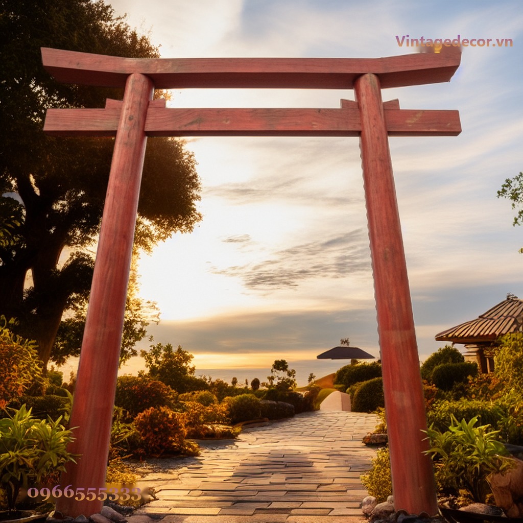 Cổng Torii Nhật Bản C14 - Trụ Đỏ Lối Vào View Biển, Gỗ Thông Cổng Torii Nhật Bản C14 - Trụ Đỏ Lối Vào View Biển, Gỗ Thông