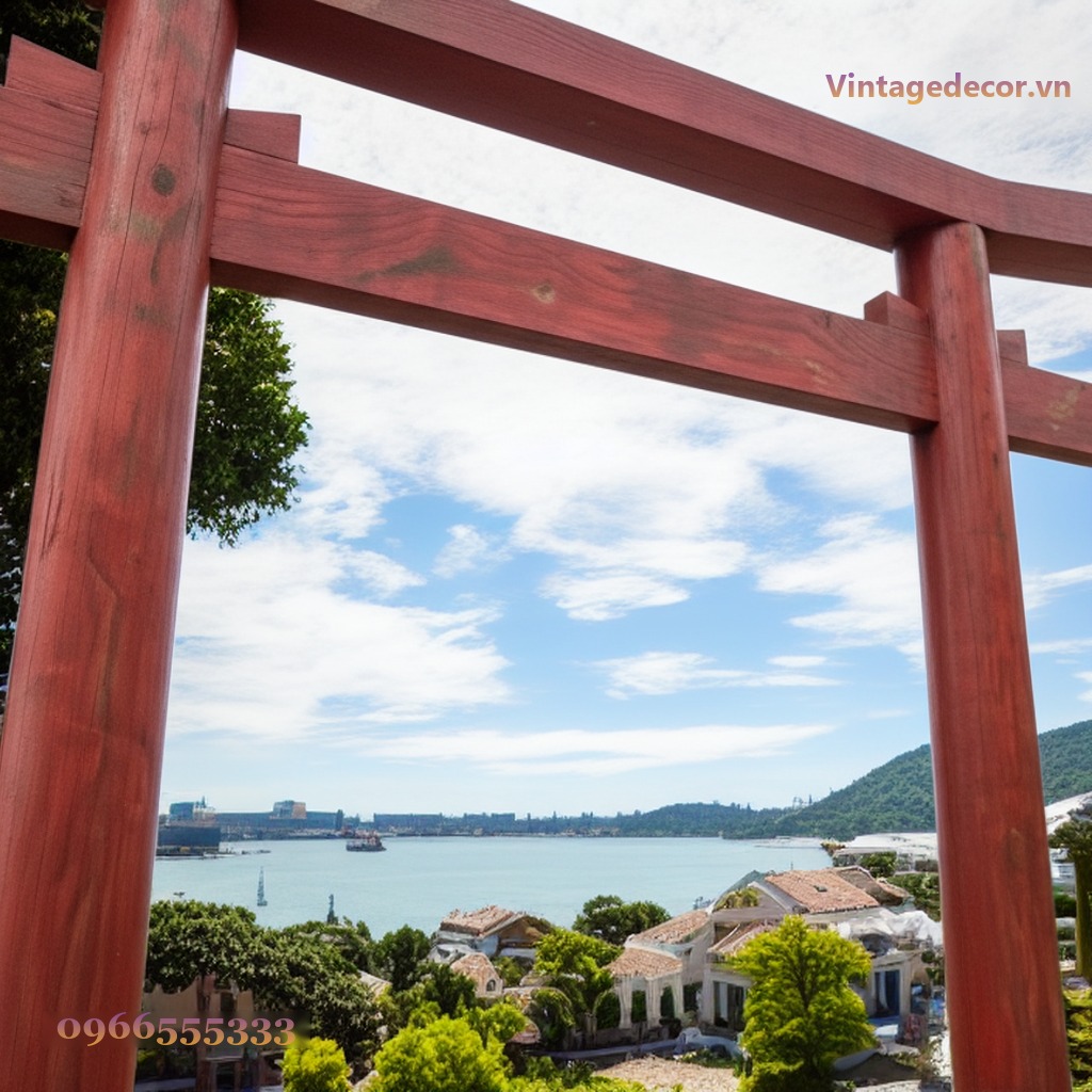 Cổng Torii Nhật Bản C14 - Trụ Đỏ Lối Vào View Biển, Gỗ Thông Cổng Torii Nhật Bản C14 - Trụ Đỏ Lối Vào View Biển, Gỗ Thông