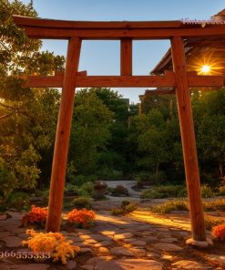 Cổng Torii Nhật Bản C16 - Trụ Nghiêng Lối Vườn Đá, Gỗ Thông