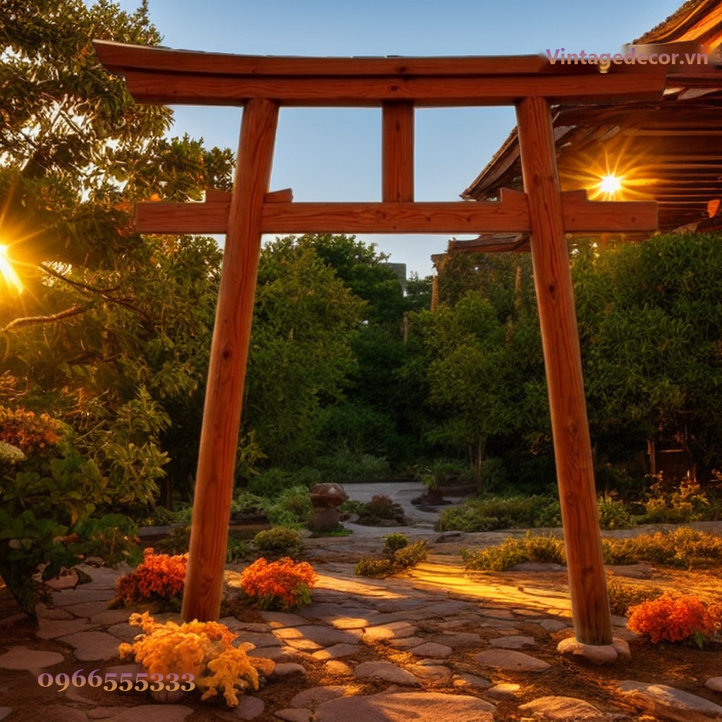 Cổng Torii Nhật Bản C16 - Trụ Nghiêng Lối Vườn Đá, Gỗ Thông Cổng Torii Nhật Bản C16 - Trụ Nghiêng Lối Vườn Đá, Gỗ Thông