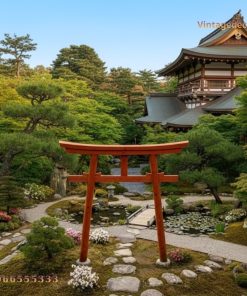 Cổng Torii Nhật Bản C16 - Trụ Nghiêng Lối Vườn Đá, Gỗ Thông