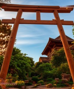 Cổng Torii Nhật Bản C16 - Trụ Nghiêng Lối Vườn Đá, Gỗ Thông