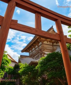 Cổng Torii Nhật Bản C16 - Trụ Nghiêng Lối Vườn Đá, Gỗ Thông