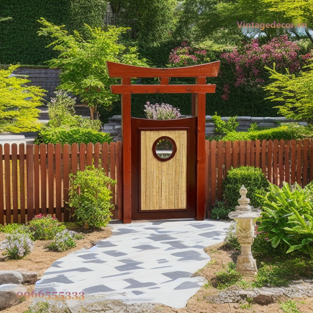 Cổng Torii Nhật Bản C24 - Cánh Nan Tre Ô Tròn Chạm, Gỗ Thông Cổng Torii Nhật Bản C24 - Cánh Nan Tre Ô Tròn Chạm, Gỗ Thông