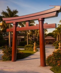 Cổng Torii Nhật Bản C27 - Trụ Tròn Lớn Sân Resort, Gỗ Thông