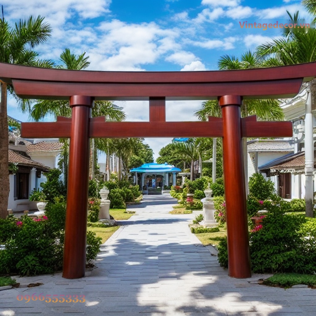 Cổng Torii Nhật Bản C27 - Trụ Tròn Lớn Sân Resort, Gỗ Thông Cổng Torii Nhật Bản C27 - Trụ Tròn Lớn Sân Resort, Gỗ Thông