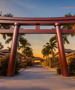 Cổng Torii Nhật Bản C27 - Trụ Tròn Lớn Sân Resort, Gỗ Thông