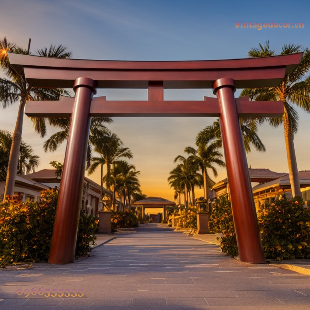 Cổng Torii Nhật Bản C27 - Trụ Tròn Lớn Sân Resort, Gỗ Thông Cổng Torii Nhật Bản C27 - Trụ Tròn Lớn Sân Resort, Gỗ Thông