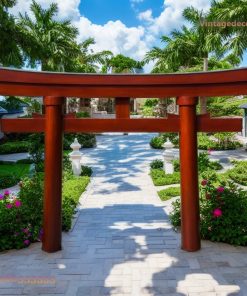 Cổng Torii Nhật Bản C27 - Trụ Tròn Lớn Sân Resort, Gỗ Thông