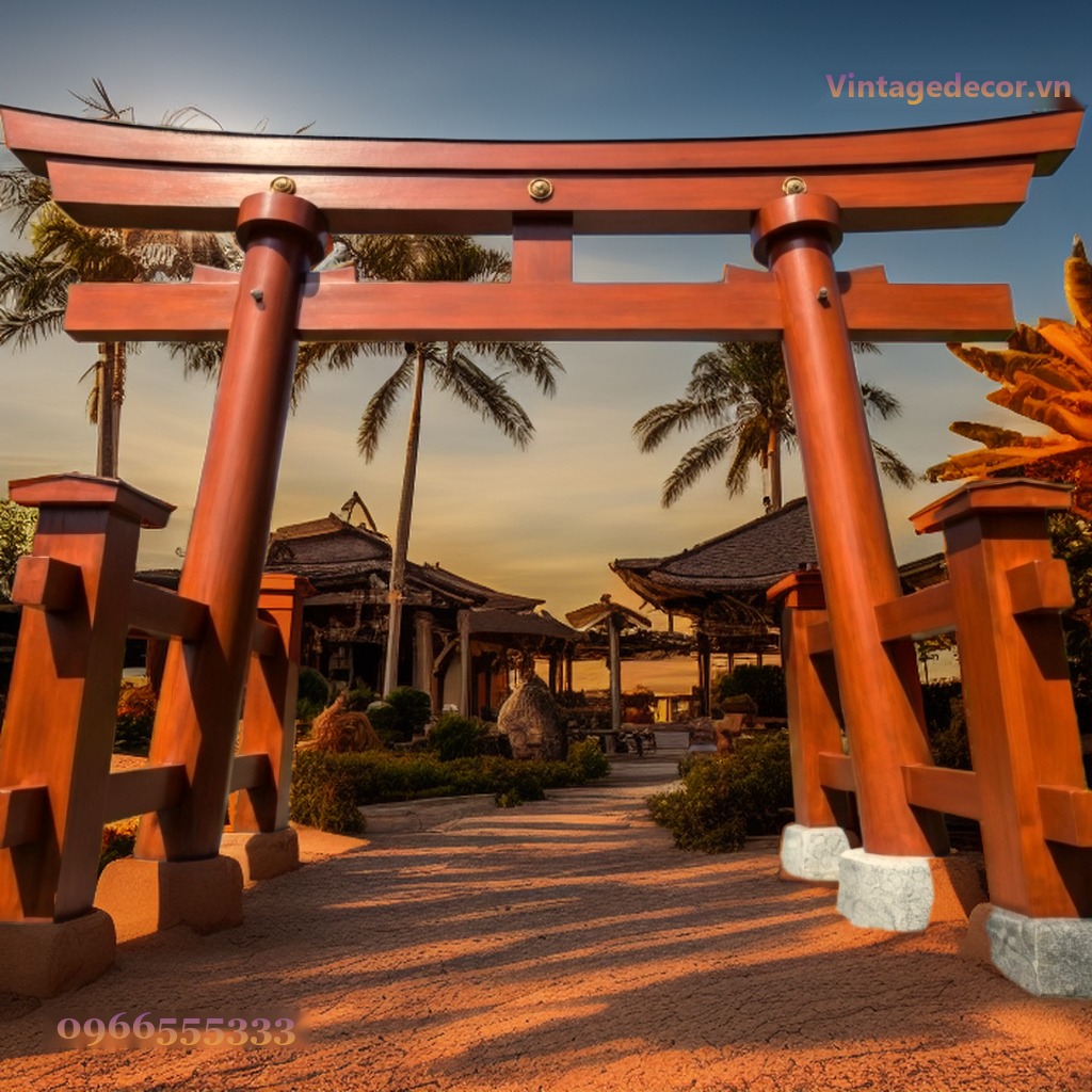 Cổng Torii Nhật Bản C28 - Trụ Tròn Chân Chống Xiên, Gỗ Thông Cổng Torii Nhật Bản C28 - Trụ Tròn Chân Chống Xiên, Gỗ Thông