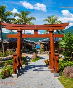 Cổng Torii Nhật Bản C28 - Trụ Tròn Chân Chống Xiên, Gỗ Thông