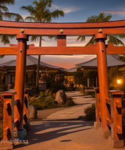 Cổng Torii Nhật Bản C28 - Trụ Tròn Chân Chống Xiên, Gỗ Thông