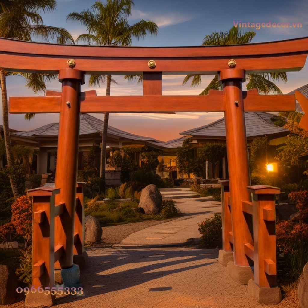 Cổng Torii Nhật Bản C28 - Trụ Tròn Chân Chống Xiên, Gỗ Thông Cổng Torii Nhật Bản C28 - Trụ Tròn Chân Chống Xiên, Gỗ Thông