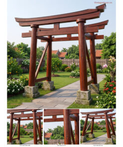 Cổng Torii Nhật Bản C28 - Trụ Tròn Chân Chống Xiên, Gỗ Thông