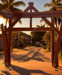 Cổng Torii Nhật Bản C33 - Khung Kèo Chữ A Chống Xiên, Gỗ Thông