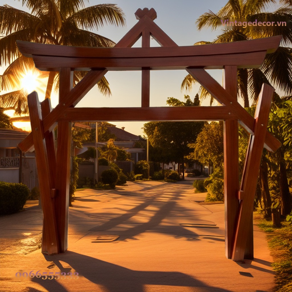 Cổng Torii Nhật Bản C33 - Khung Kèo Chữ A Chống Xiên, Gỗ Thông Cổng Torii Nhật Bản C33 - Khung Kèo Chữ A Chống Xiên, Gỗ Thông