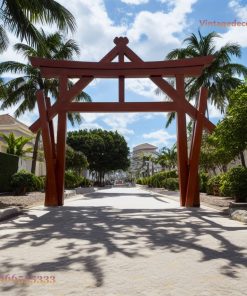 Cổng Torii Nhật Bản C33 - Khung Kèo Chữ A Chống Xiên, Gỗ Thông