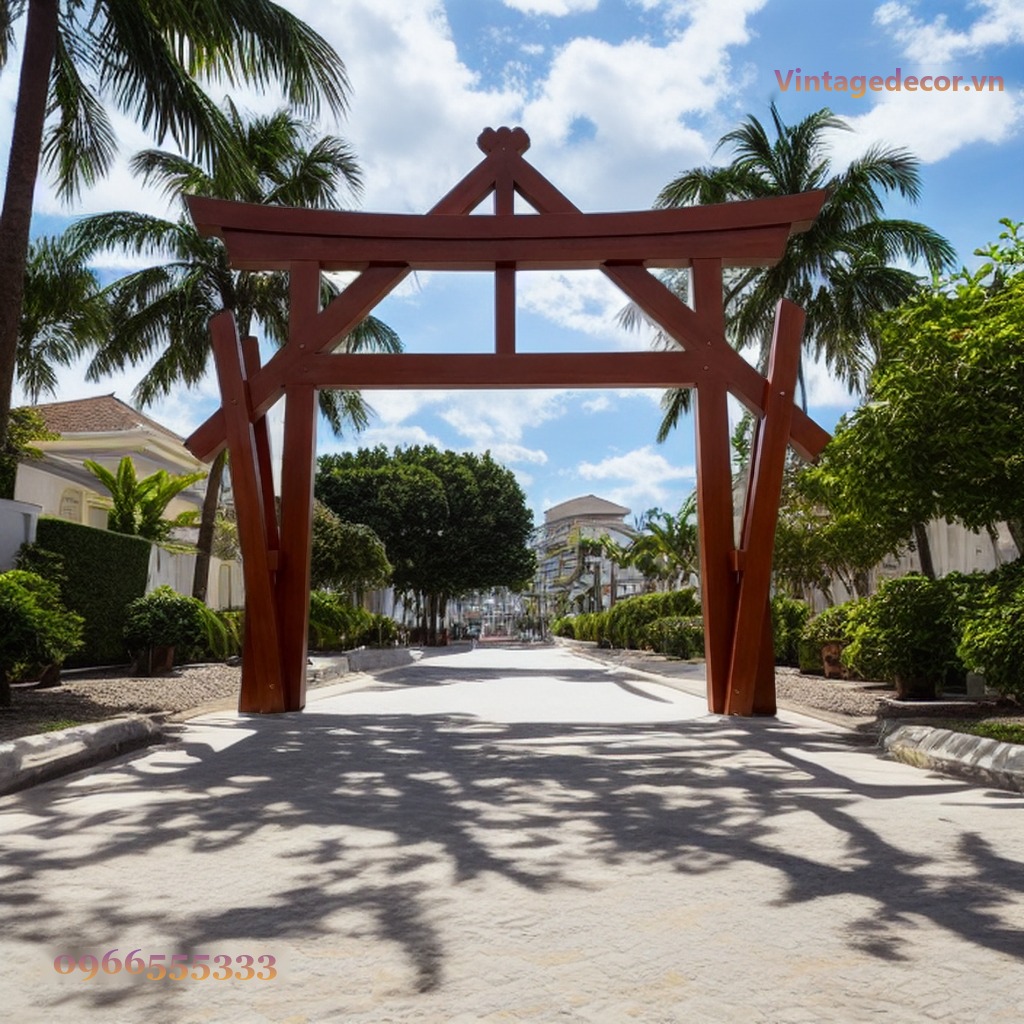 Cổng Torii Nhật Bản C33 - Khung Kèo Chữ A Chống Xiên, Gỗ Thông Cổng Torii Nhật Bản C33 - Khung Kèo Chữ A Chống Xiên, Gỗ Thông