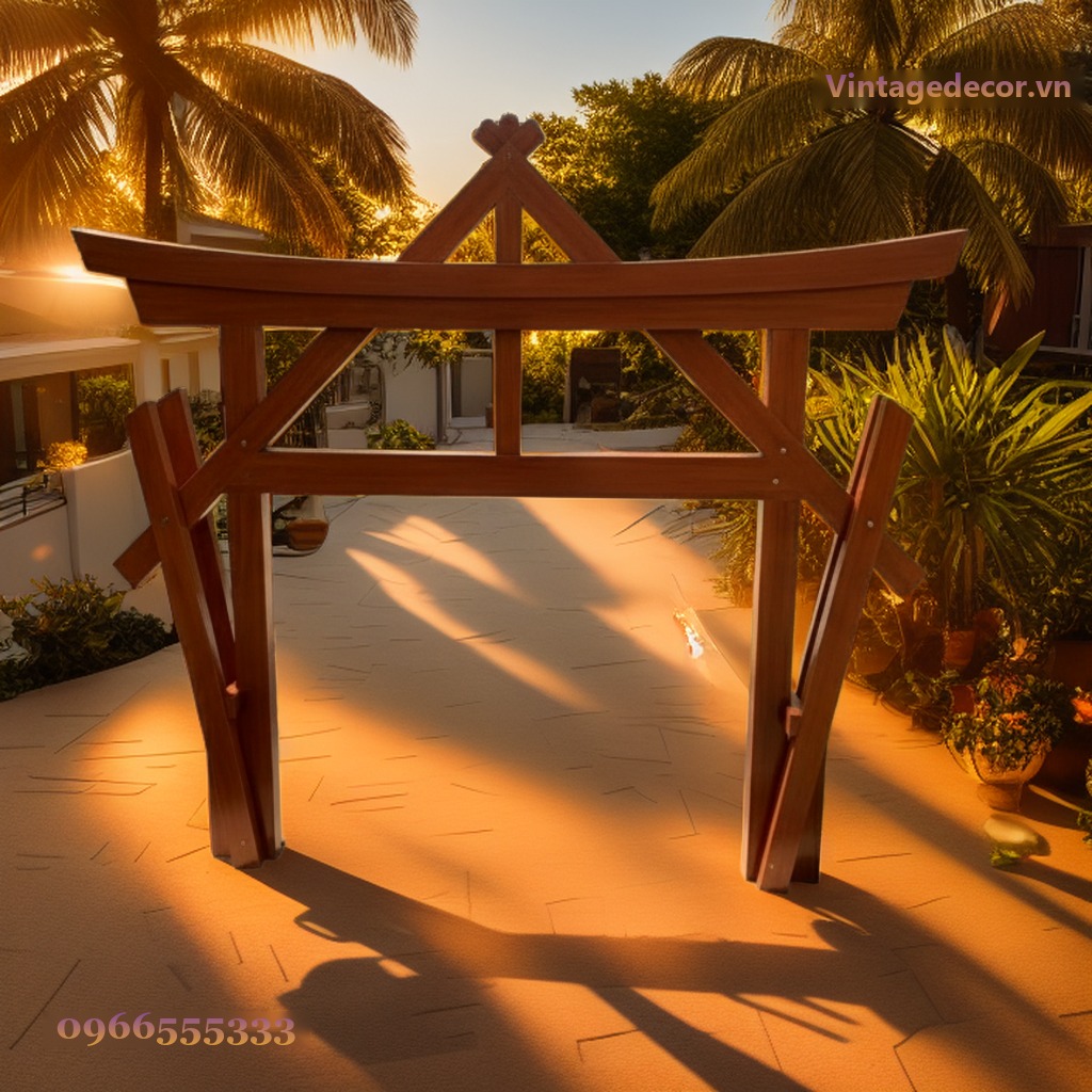 Cổng Torii Nhật Bản C33 - Khung Kèo Chữ A Chống Xiên, Gỗ Thông Cổng Torii Nhật Bản C33 - Khung Kèo Chữ A Chống Xiên, Gỗ Thông