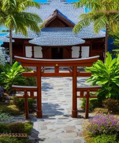 Cổng Torii Nhật Bản C34 - Ba Cổng Nối Tiếp Trụ Tròn, Gỗ Thông