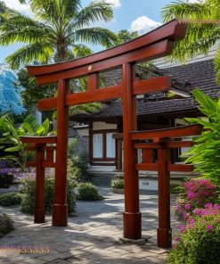 Cổng Torii Nhật Bản C34 - Ba Cổng Nối Tiếp Trụ Tròn, Gỗ Thông