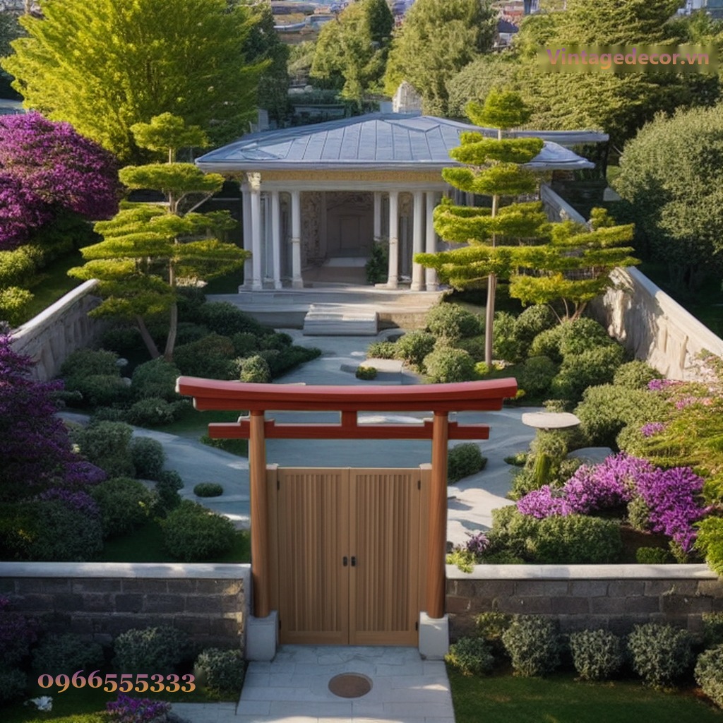 Cổng Torii Nhật Bản C35 - Hai Cánh Nan Đứng Cao, Gỗ Thông Cổng Torii Nhật Bản C35 - Hai Cánh Nan Đứng Cao, Gỗ Thông