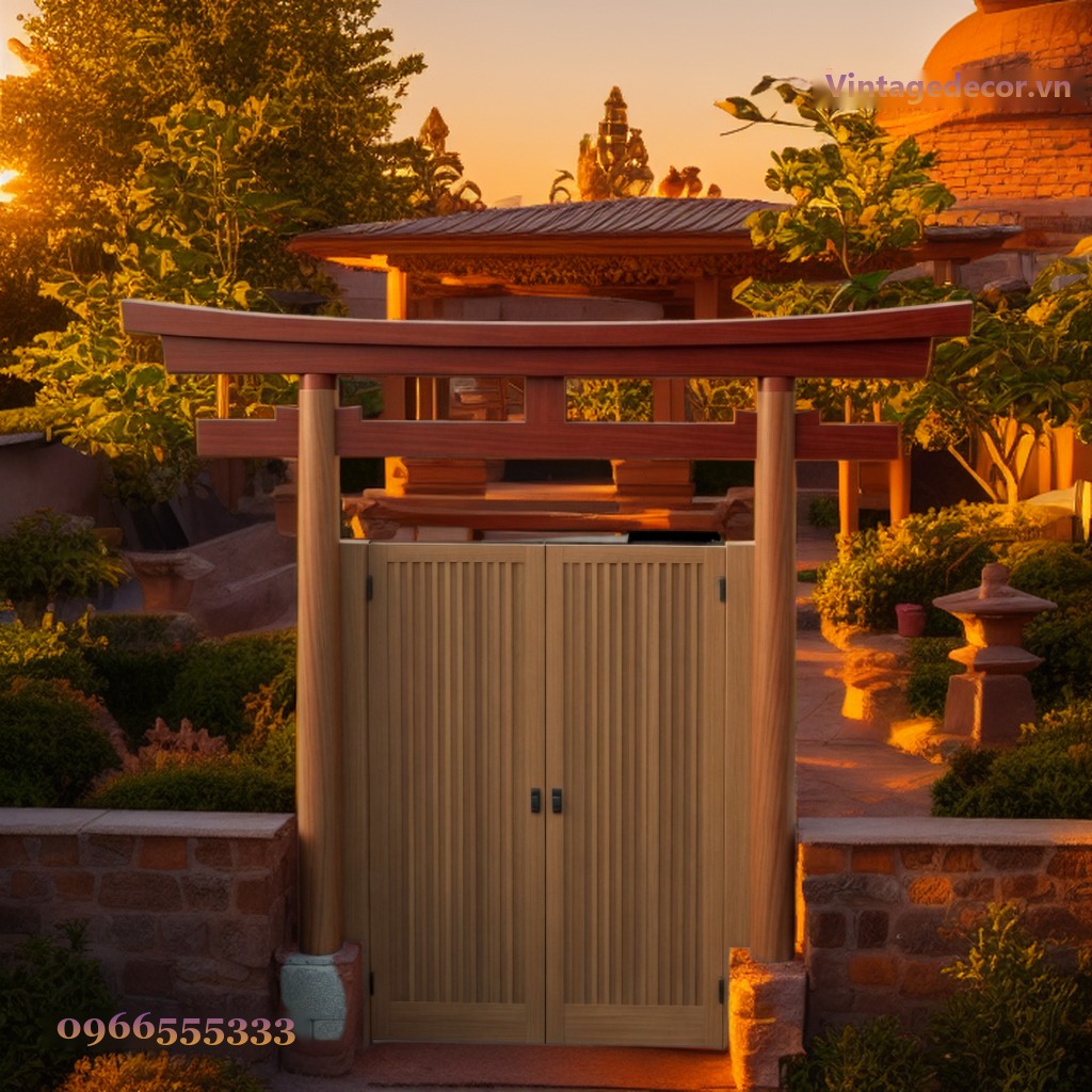 Cổng Torii Nhật Bản C35 - Hai Cánh Nan Đứng Cao, Gỗ Thông Cổng Torii Nhật Bản C35 - Hai Cánh Nan Đứng Cao, Gỗ Thông