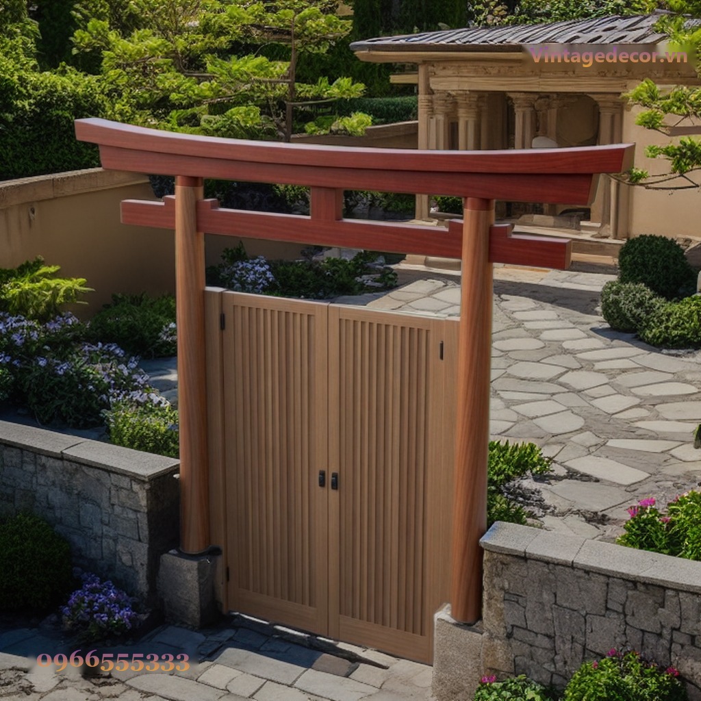 Cổng Torii Nhật Bản C35 - Hai Cánh Nan Đứng Cao, Gỗ Thông Cổng Torii Nhật Bản C35 - Hai Cánh Nan Đứng Cao, Gỗ Thông