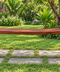 Ghế Băng Sân Vườn BG17 - Mặt Liền Khối Lượn Sóng Chân Tấm, Gỗ Thông